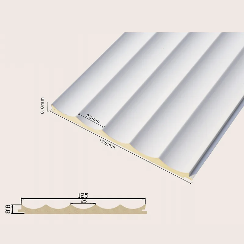 125 Solid Recessed 5-Grid Fluted Panel Wall