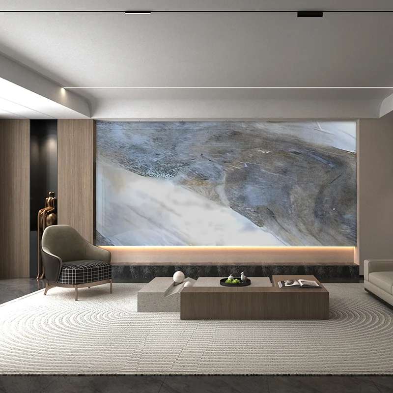 Panel Tembok latar mburi marmer Amazon Green lan Biru